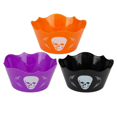 B&Q Haunted House Skull Halloween Snack Bowl (Pack Of 3) Black/orange/purple (One Size)
