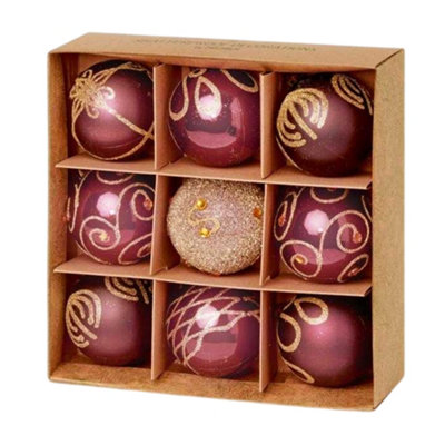 Premier Assorted Designs Christmas Bauble (Pack Of 9) - Image 3