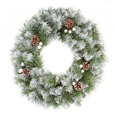 Premier Unisex Bright Green Christmas Snow Tipped Wreath In - Image 3