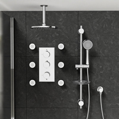 3 Dial 3 Outlet Concealed Thermostatic Shower Set With Massage System 5064302768889 - Image 4