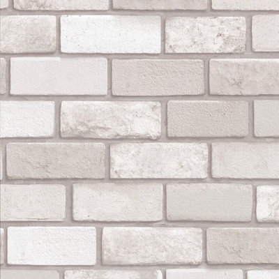 B&Q -  Diamond Brick Wall Glitter Vinyl Faux Effect Textured Wallpaper