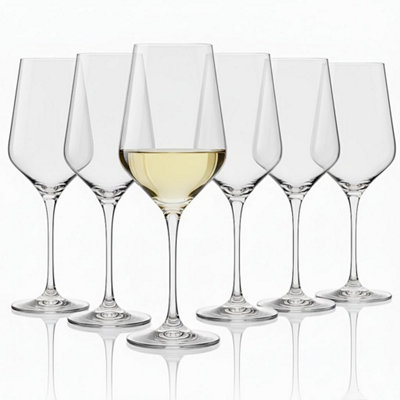 Flow Barware Wine Glasses Set Of 6 400 Ml Red & White Lead-Free Crystal Glass Long Stem For HomeRestaurantsPartiesPubs from B&Q