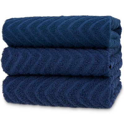 B&Q -  Dark Blue Egyptian Cotton Terry Kitchen Tea Towels Set50X50Cm3 Pack