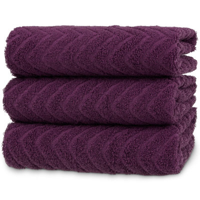 B&Q -  Purple Egyptian Cotton Terry Kitchen Tea Towels Set50X50Cm3 Pack