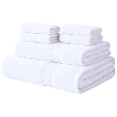 Aten Homeware White Egyptian Cotton Bath Hand & Face Towels -  6 Piece Set