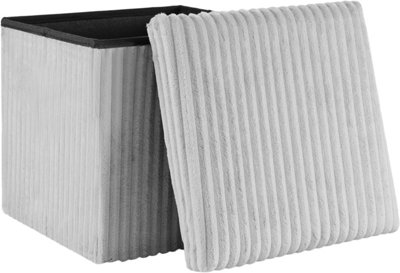 Storage Ottoman Padded Foldable Bench Chest With Lid Holds Up To 100 Kg For Bedroom Room Beige Grey 38Cm X 38 Cm X 38 Cm from B&Q