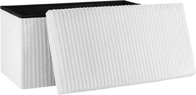 Storage Ottoman Padded Foldable Bench Chest With Lid Holds Up To 100 Kg For Bedroom Room Off-White Corduroy 76Cm X 38 Cm X 38 Cm from B&Q
