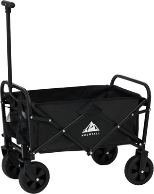 MOUNTALL Black Mini Foldable Garden Festival Trolley Camping Folding Cart Wagon Truck Wheelbarrow