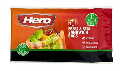 Hero 50 X Sealable Freezer BagsPress Seal Bags Food Reusable Sandwich Bags from B&Q