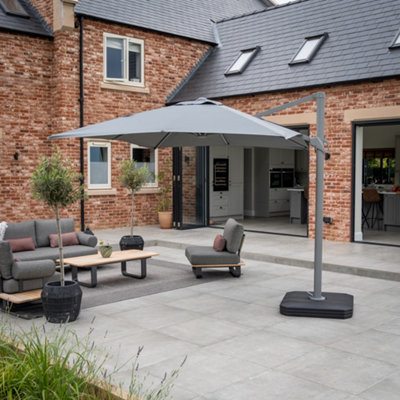 Eros 2.4M X 3.3M Rectangular Cantilever Parasol In Charcoal from B&Q