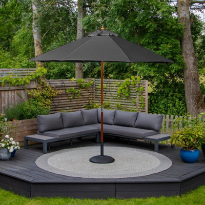  - Kratos 3M Wooden Parasol In Grey