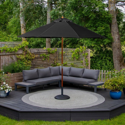  - Kratos 3M Wooden Parasol In Black