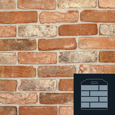 The Brick Tile Company Brick Slip Sample PanelRedBlend 4 from B&Q