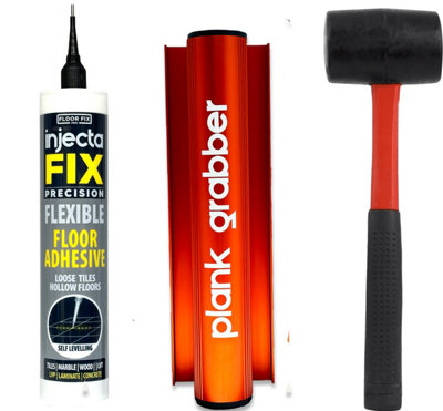 Plank GrabberPermanent Fix Mallet Pack Includes Floor-Fix Pro Adhesive + 16Oz Fibreglass Mallet from B&Q