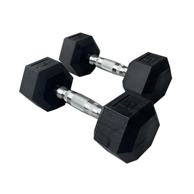 Hxgn Pro Hex Dumbbells X 5Kg, Pair With Knurled Steel Handles Size 2