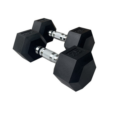 Hxgn Pro Hex Dumbbells - Pair (2 X 7.5 Kg) With Knurled Steel Handles Size 2