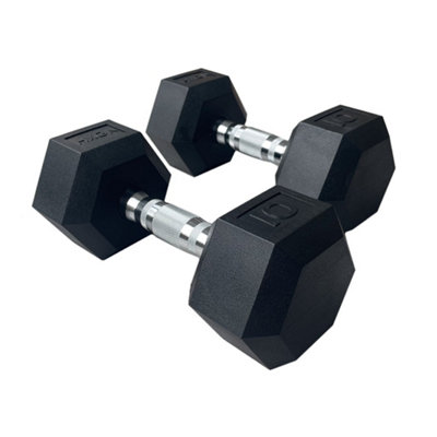 Hxgn Pro Hex DumbbellsPair (2 X 10Kg)Hex DesignKnurled Steel HandlesNon-Adjustable from B&Q