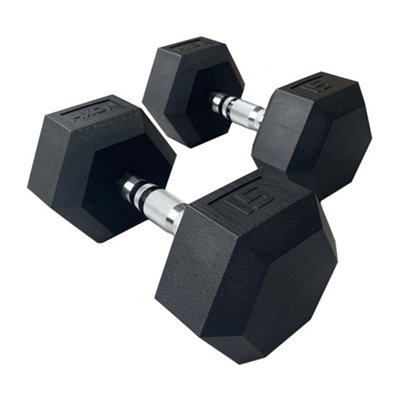 Hxgn Pro Hex Dumbbells - Pair Each, Anti-Roll Hex Heads And Knurled Steel Handles 15Kg