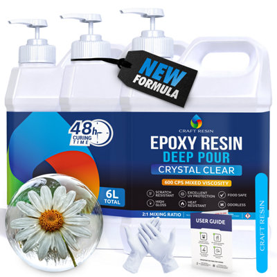  - Craft Resin 6L Crystal Clear Deep Pour Epoxy Resin KitFood Safe & Uv Resistant For River TableWoodFlower Preservation