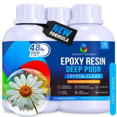  - Craft Resin 1.5L Crystal Clear Deep Pour Epoxy Resin KitFood Safe & Uv Resistant For River TableWoodFlower Preservation