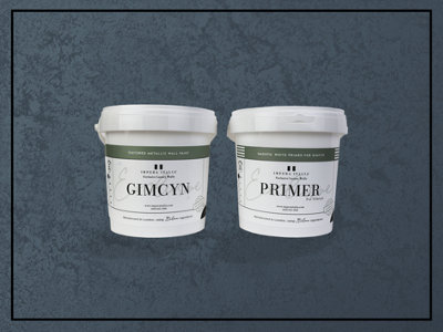 B&Q -  GimcynTexturedMetallic Wall Paint Bundle. Includes Paint And PrimerCovers 5SqmIn Colour Benitoite.