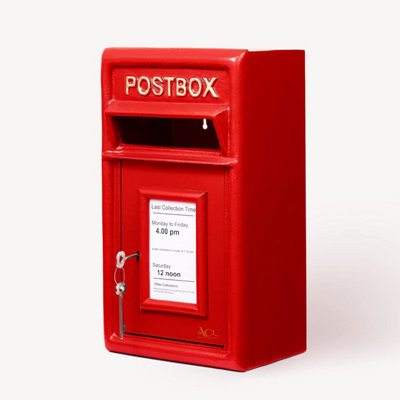  - Wall Mounted Post Box Classic Red Large Letter Box Lockable With 2 KeysHeavy Duty Cast Iron  Weatherproof Mailbox