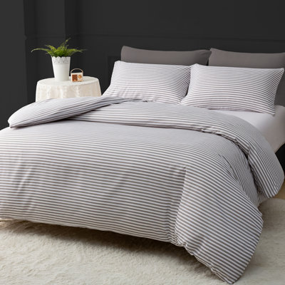Grace Stripe King Size Duvet Cover Sets Premium Microfiber Kingsize Duvet Cover Sets 3Pcs Ultrasoft With Zipper Closure