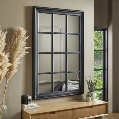 The Online Mirror Shop Window Mirror Cambridge Rectangular Shape With Black Frame- H 120Cm W 80Cm D 4Cm For Hanging In Hallway from B&Q
