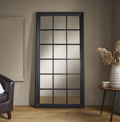 The Online Mirror Shop Window Mirror Cambridge Rectangular Shape With Black Aluminium Frame For Hanging In Hallway- H 180Cm X W 90Cm X D 4Cm from B&Q