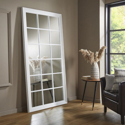 B&Q -  Window Mirror Cambridge Rectangular Shape With White Frame For Hanging In Your Living Room Or Bedroom H 180 X W 90Cm