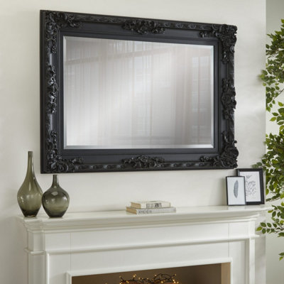 The Online Mirror Shop Wall Mirror Carved Louis Decorative Rectangular Shape With Black Ornate Frame- H110Cm X W 80Cm X D 6.5Cm For Hanging In Bedroom from B&Q