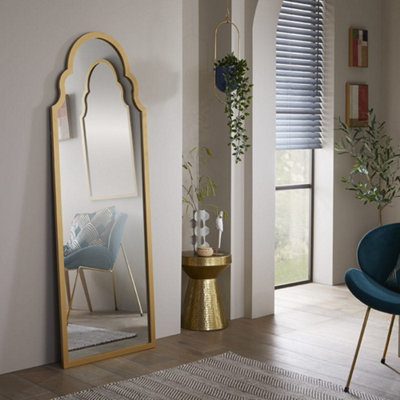 The Online Mirror Shop Leaner Mirror Casablanca Arched Shape With Gold Frame For Hanging In Any RoomBedroom- H 170Cm X W 60Cm from B&Q