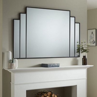 The Online Mirror Shop Overmantle Mirror Charleston Handcrafted Rectangular Shape With Black Frame Hung Above A Fireplace,dressing Table- H 80Cmxw 120Cm from B&Q