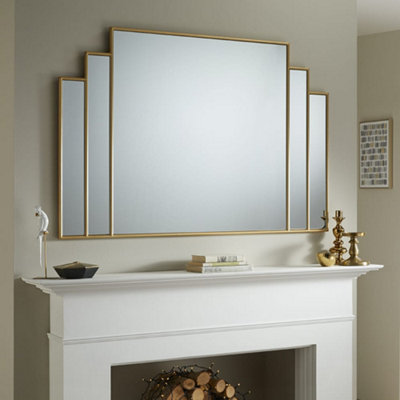 The Online Mirror Shop Overmantle Mirror Charleston Handcrafted Art Deco Design Rectangular Shape With Gold Frame For Hanging In Bedroom- H 80Cmxw 120Cm from B&Q