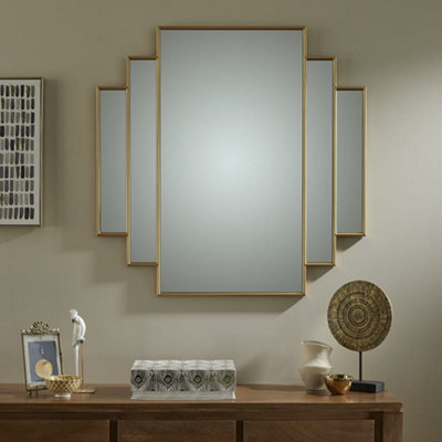 Wall Mirror Charleston Rectangular Shape with Gold Frame H 90cm X L 90cm - Image 2