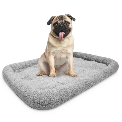 DogCrates+ Grey Faux Fur Dog BedMedium from B&Q