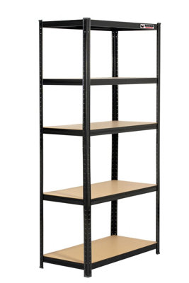 B&Q -  180 X 90 X 45CmBlack5 Tier Boltless Heavy Duty Garage Shelving Unit1000Kg Load Weight