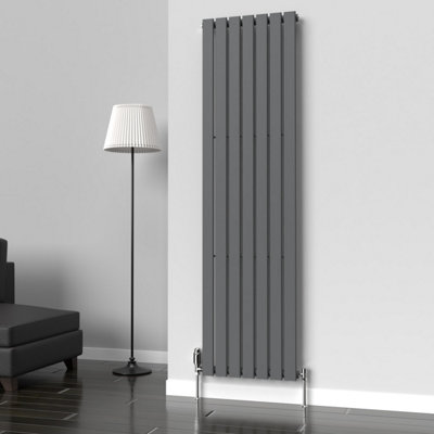 B&Q -  Anthracite Grey Flat Vertical Single Panel Designer Radiator 1800mm (H) X 490mm (W)