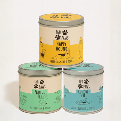 B&Q -  Three Pet Odour Neutralising Candle Aromaguard Set Bundle