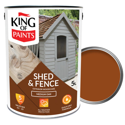 Medium Oak Fence And Shed Paint One Coat System King Of Paints Ultimate+ from B&Q