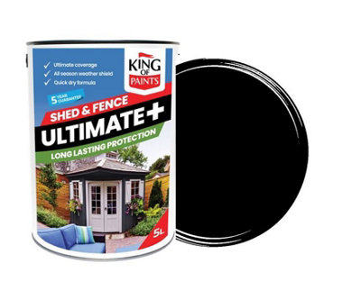 Black Shed And Fence Paint King Of Paints Ultimate+ One Coat System from B&Q