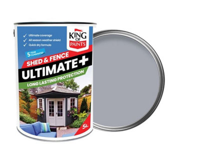 Light Grey Fence Paint King Of Paints Goose Grey Ultimate+ 5 Litres from B&Q