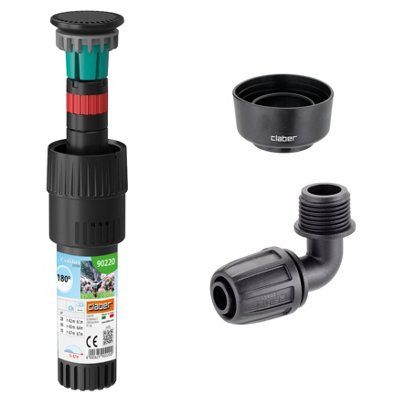 Claber Colibri 90220 180 Degree Pop-Up SprinklerElbow Connector And Collar Guard Bundle from B&Q