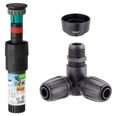 Claber Colibri 90220 180 Degree Pop-Up SprinklerCorner Connector And Collar Guard Bundle from B&Q