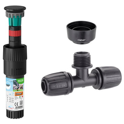 Claber Colibri 90220 180 Degree Pop-Up Sprinkler3-Way Connector And Collar Guard Bundle from B&Q