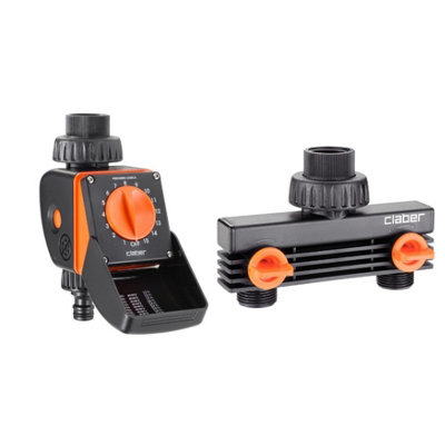 Claber 8422 Aquauno Logica Water Timer And Double Tap Connector from B&Q