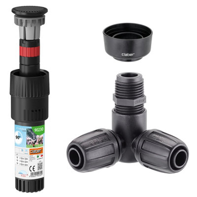 Claber Colibri 90230 90 Degree Pop-Up SprinklerCorner Connector And Collar Guard Bundle from B&Q