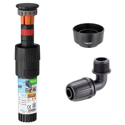 Claber Colibri 90210 360 Degree Pop-Up SprinklerElbow Connector And Collar Guard Bundle from B&Q