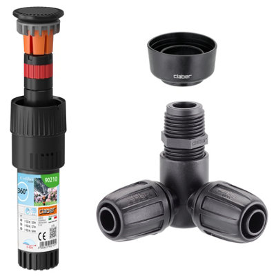 Claber Colibri 90210 360 Degree Pop-Up SprinklerCorner Connector And Collar Guard Bundle from B&Q
