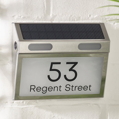 Solar House Number Sign Led Door Number Plaque from B&Q